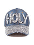 "HOLLY" Studded Rhinestone Crystal Bling Vintage Denim Hat - DENIM_BLUE